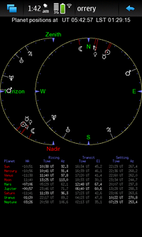 Screenshot of moon calendar