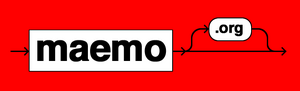 Syntax 1: maemo.org is represented in a Syntax diagram. It somehow shows that maemo can be open source via the '.org' or can be bypassed, maybe to signify commercial apps. Click image for a sharper version of the logo.