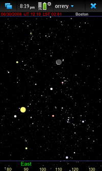 Screenshot of the Orrery default page